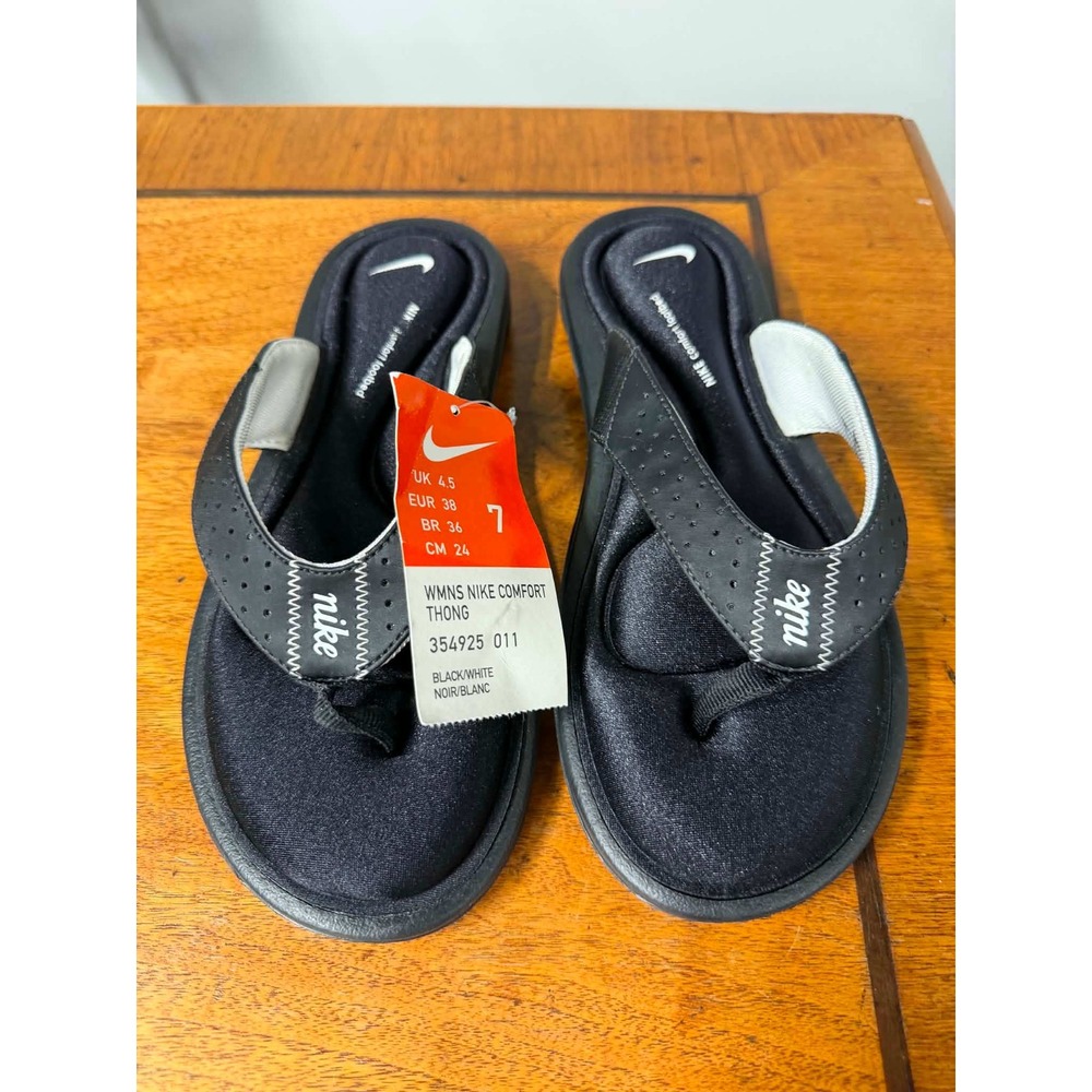 Nike Womens 7 Black Comfort Thong Flip Flop Sandals 354925-011 Memory Foam